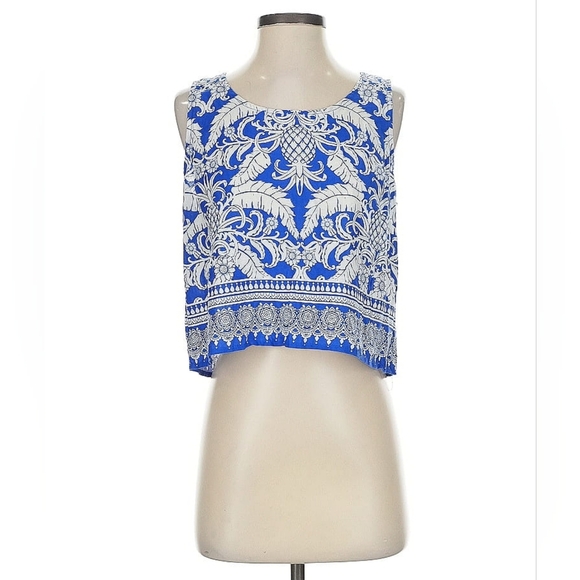 Rachel Zoe Blue Linen Blend Cropped Blouse – Size S - Picture 3 of 9